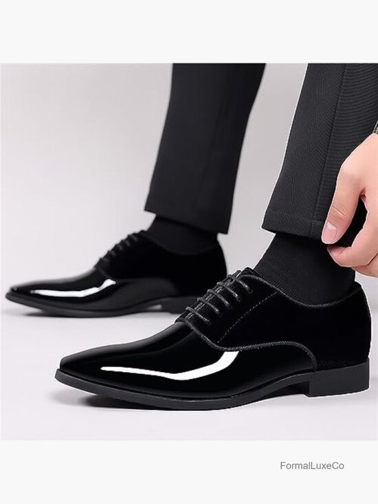 Vintage High Gloss Patent Leather Oxford Formal Business Tuxedo Shoes main image 4